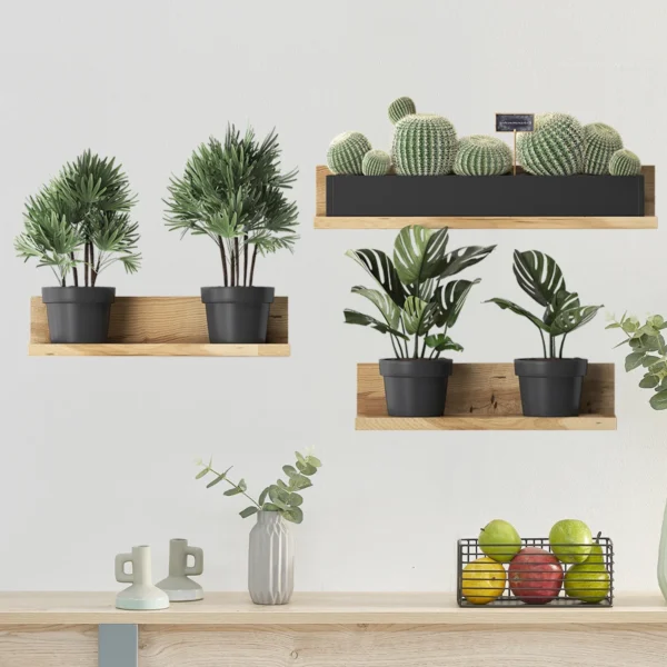 3PCS Green Plant Cactus Potted Wall Stickers for Bedroom Living Room Bathroom Home Decoartion Wall Decals