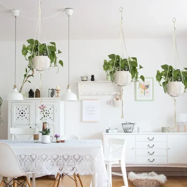 Handmade Flower Hanging Pot Rope Net Macrame Plant Hanger Flower Pot for Home Wall Decoration Courtyard Garden Planter Basket