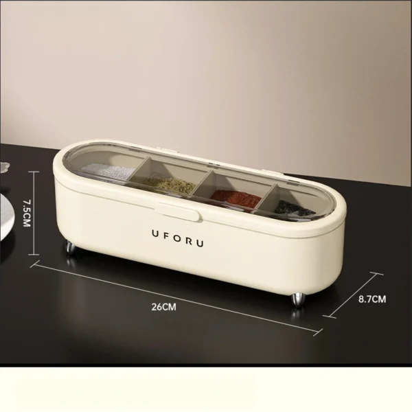 Kitchen Supplies Salt, Sugar, and Monosodium Glutamate Four-Grid Storage Integrated Light Luxury Spice Box Combination Suit
