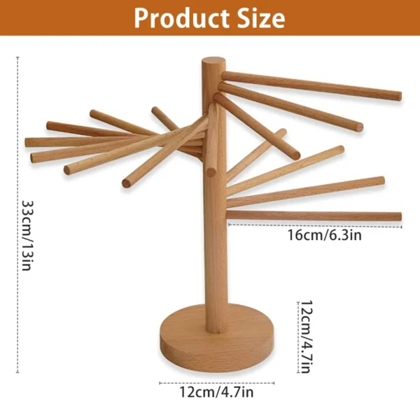 Pasta Drying Rack with 16 Suspension Rods Wooden Collapsible Spaghetti Dryer Stand Kitchen Accessories Pasta Cooking Tools